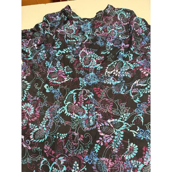 Woman Within Floral Tunic Top Plus Size 2x Blue/ Purple 3/4 Sleeve - Picture 7 of 7